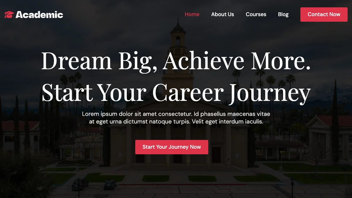 Screenshot of the Academic CMS theme homepage