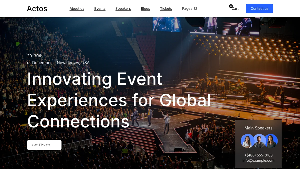 Screenshot of the Actos theme homepage