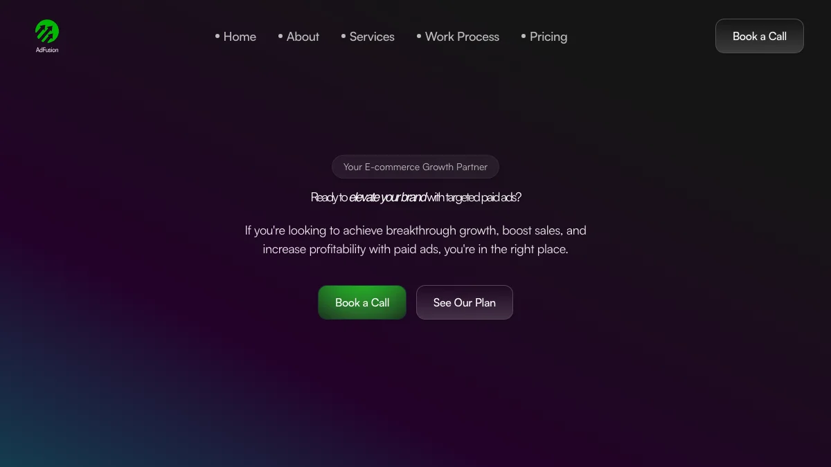 Screenshot of the AdFusion theme homepage