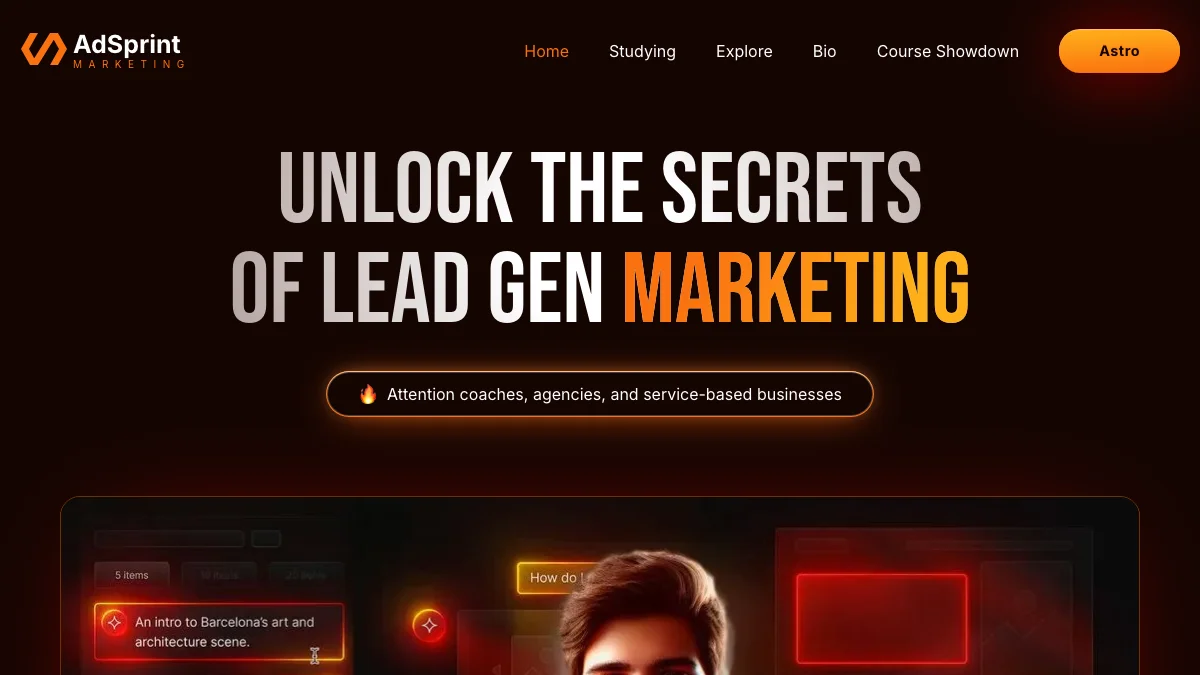 Screenshot of the AdSprint theme homepage