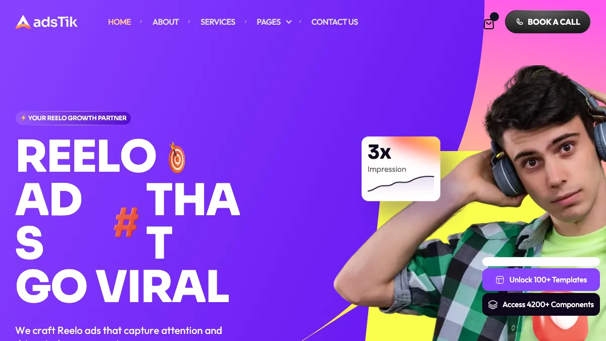 Screenshot of the Adstik theme homepage