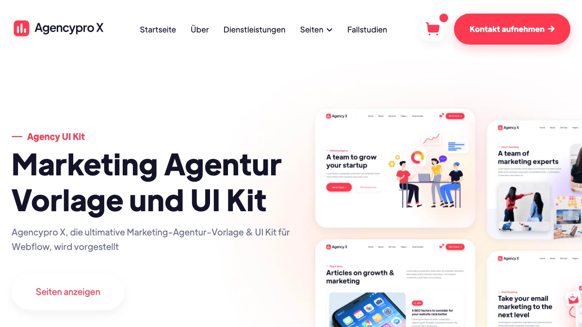 Screenshot of the Agency X theme homepage
