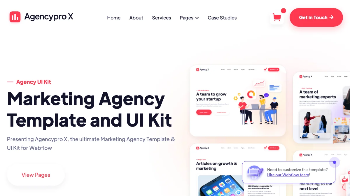 Screenshot of the Agency X theme homepage