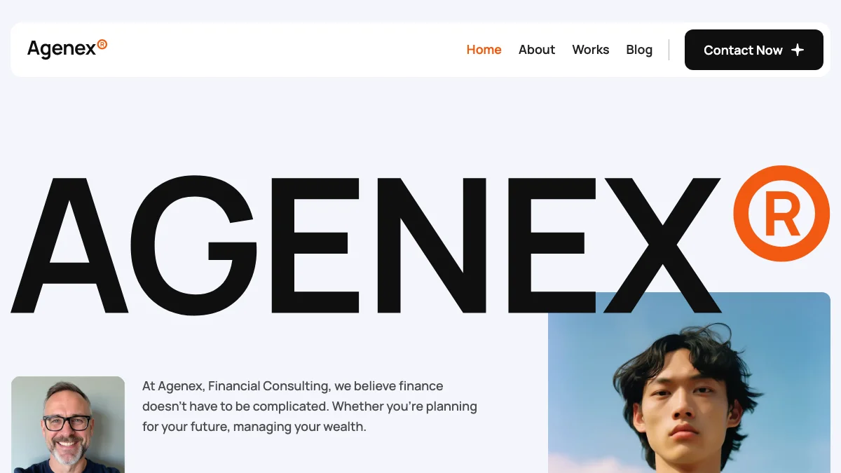 Screenshot of the Agenex theme homepage