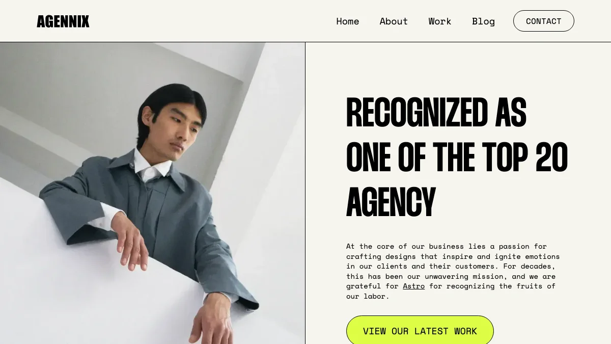 Screenshot of the Agennix theme homepage