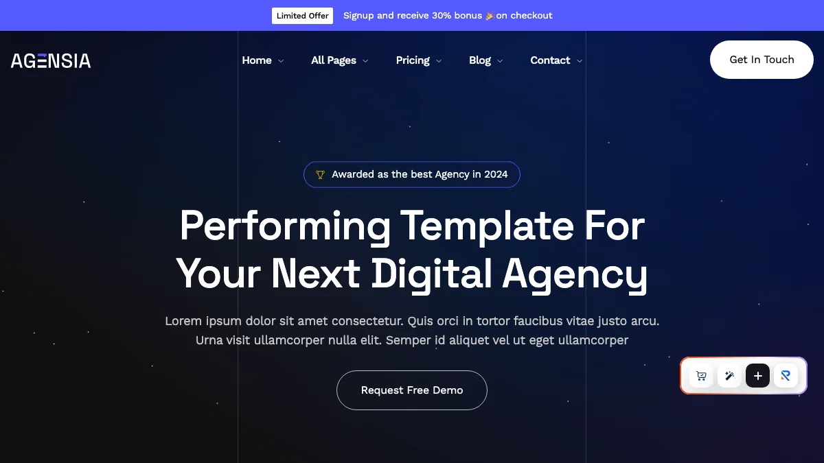 Screenshot of the Agensia theme homepage