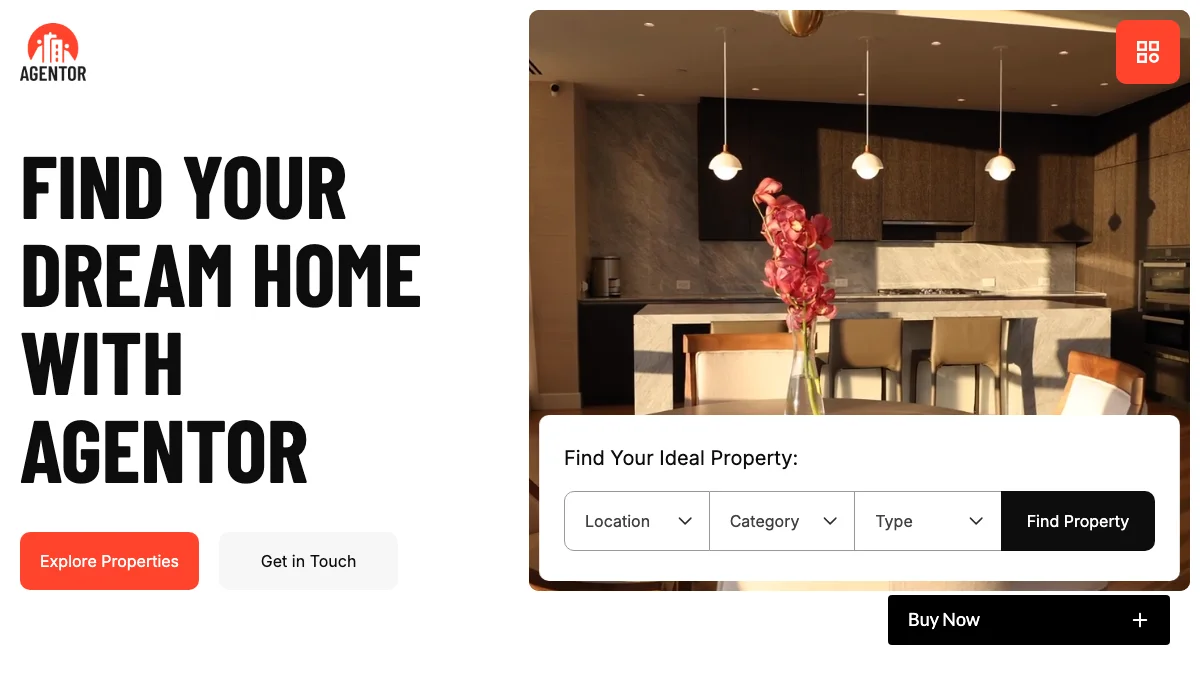 Screenshot of the Agentor. theme homepage