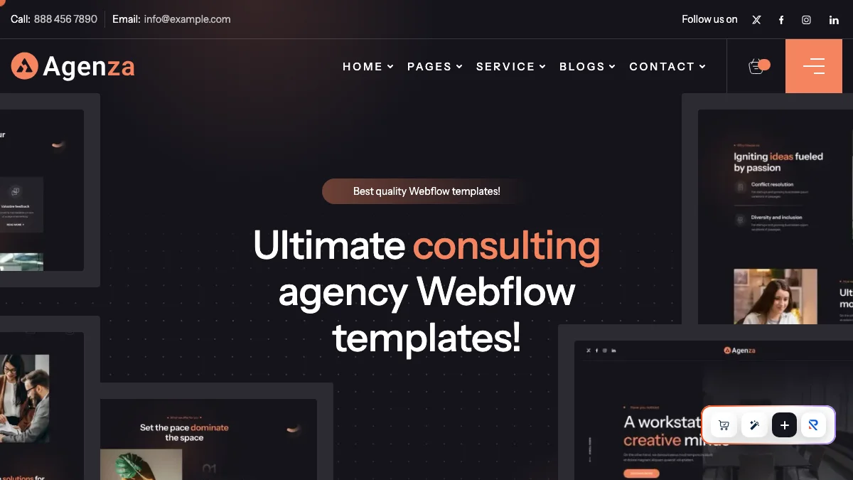 Screenshot of the Agenza theme homepage