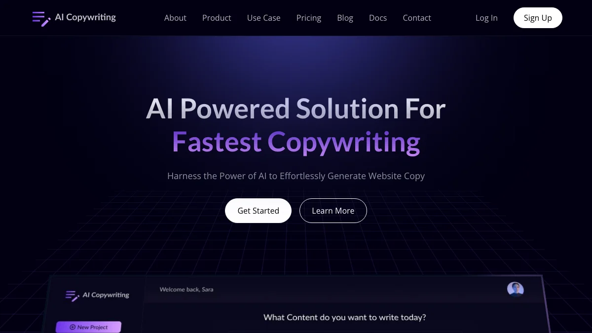 Screenshot of the Ai Copywriting theme homepage