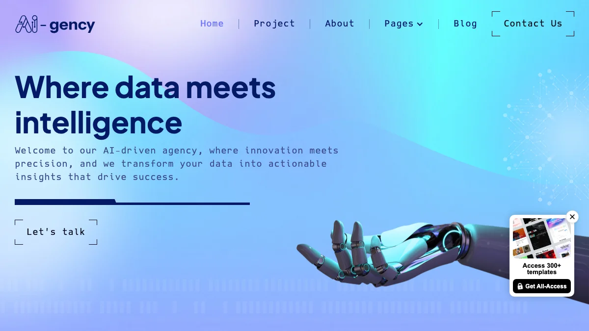 Screenshot of the AI-gency theme homepage