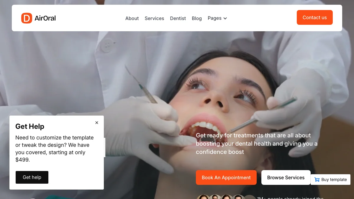 Screenshot of the AirOral theme homepage