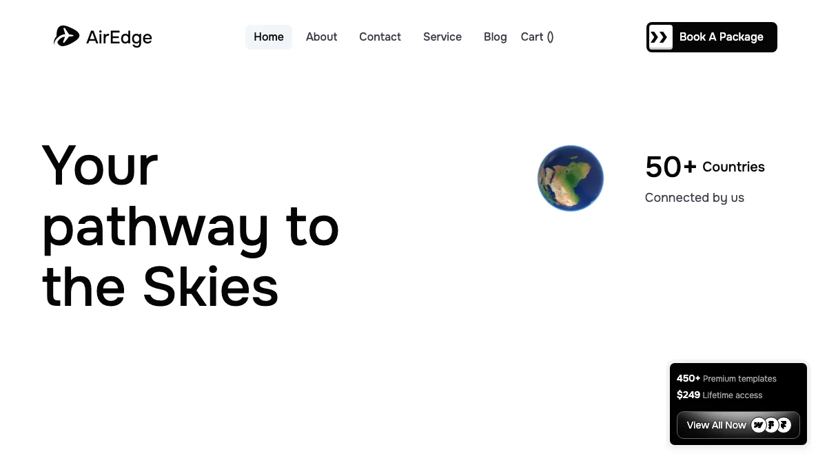Screenshot of the AirEdge theme homepage