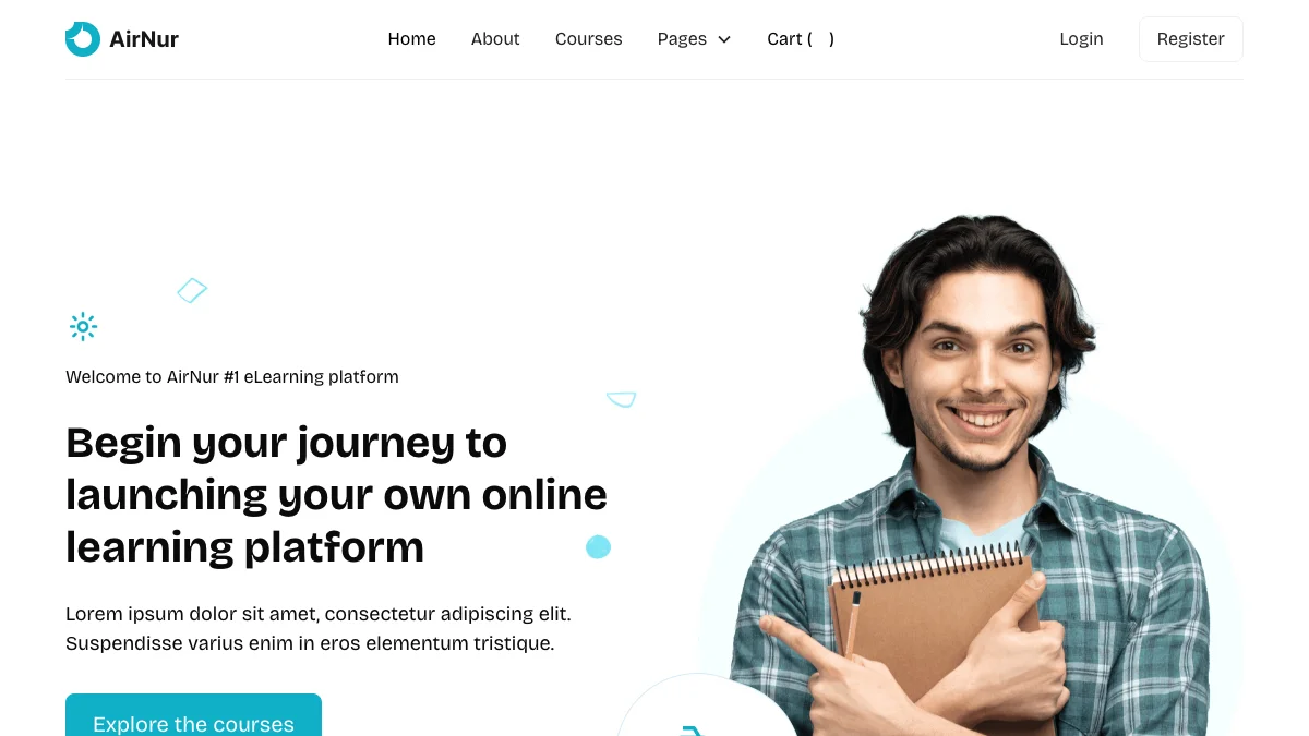 Screenshot of the AirNur theme homepage