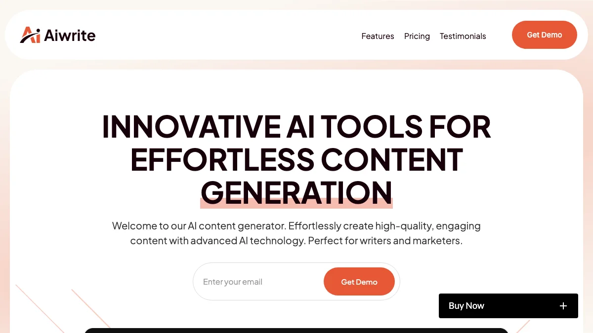 Screenshot of the Aiwrite theme homepage