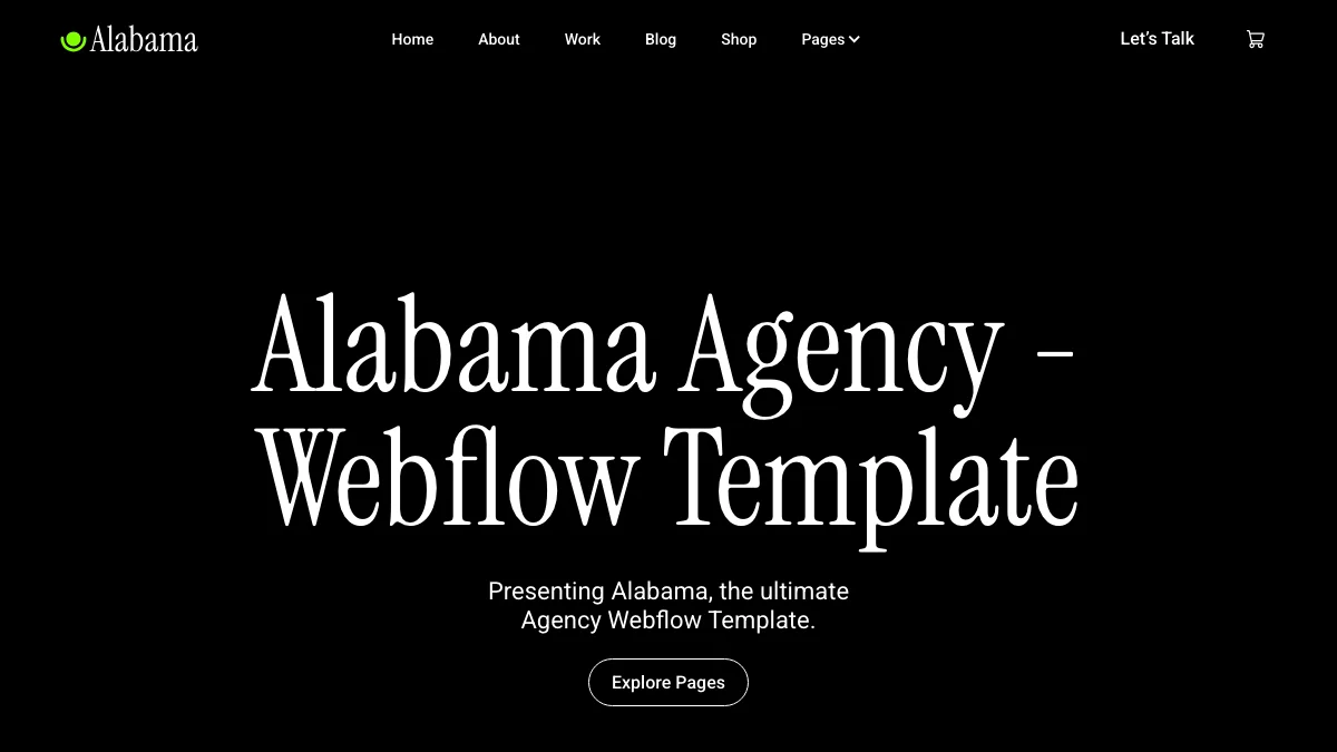 Screenshot of the Alabama theme homepage
