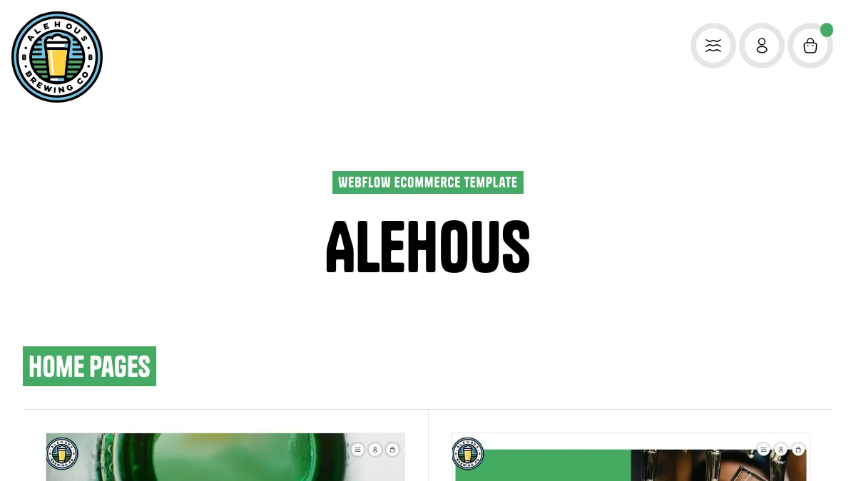 Screenshot of the Alehous theme homepage