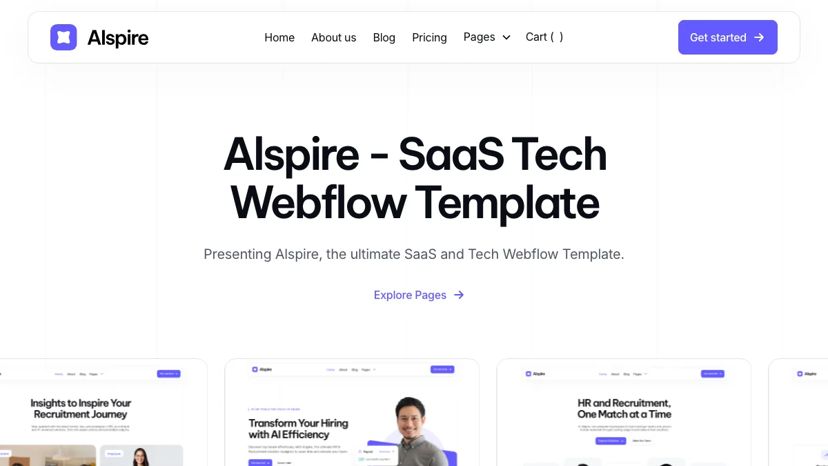 Screenshot of the Alspire theme homepage