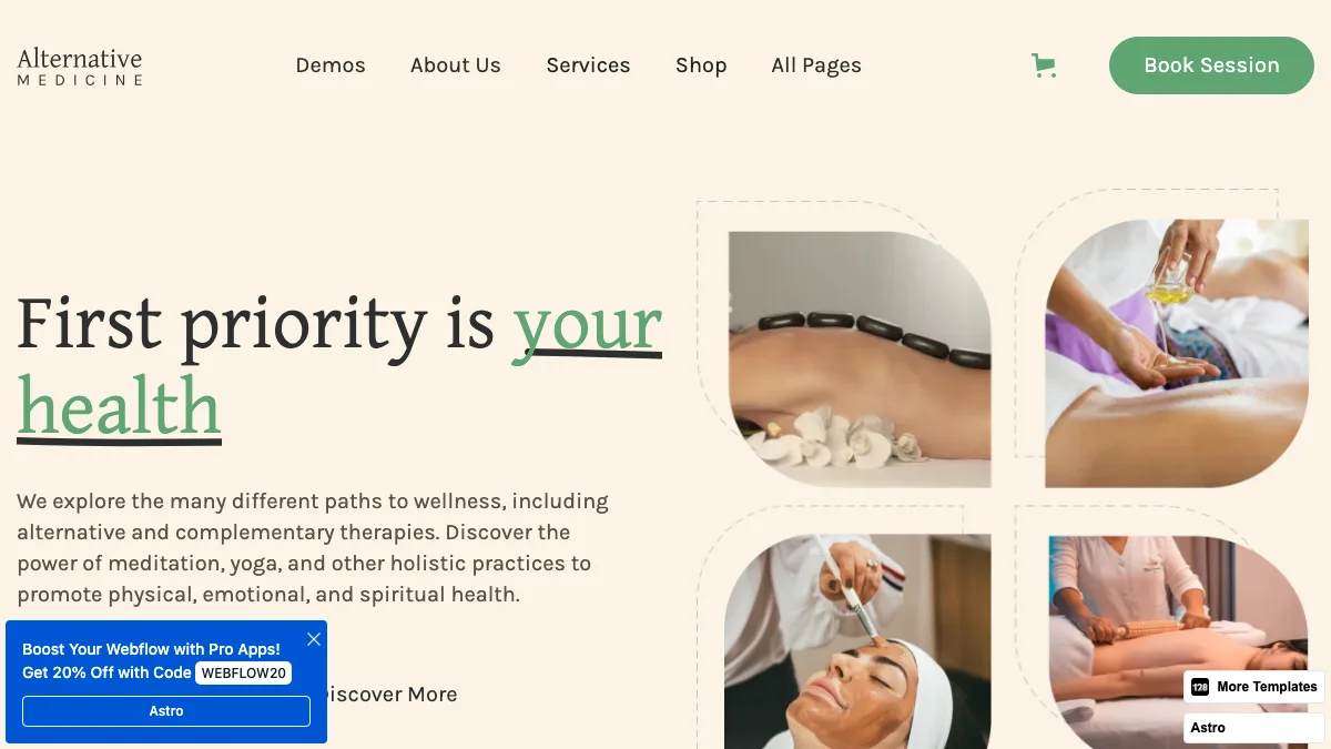 Screenshot of the Alternative Medicine theme homepage
