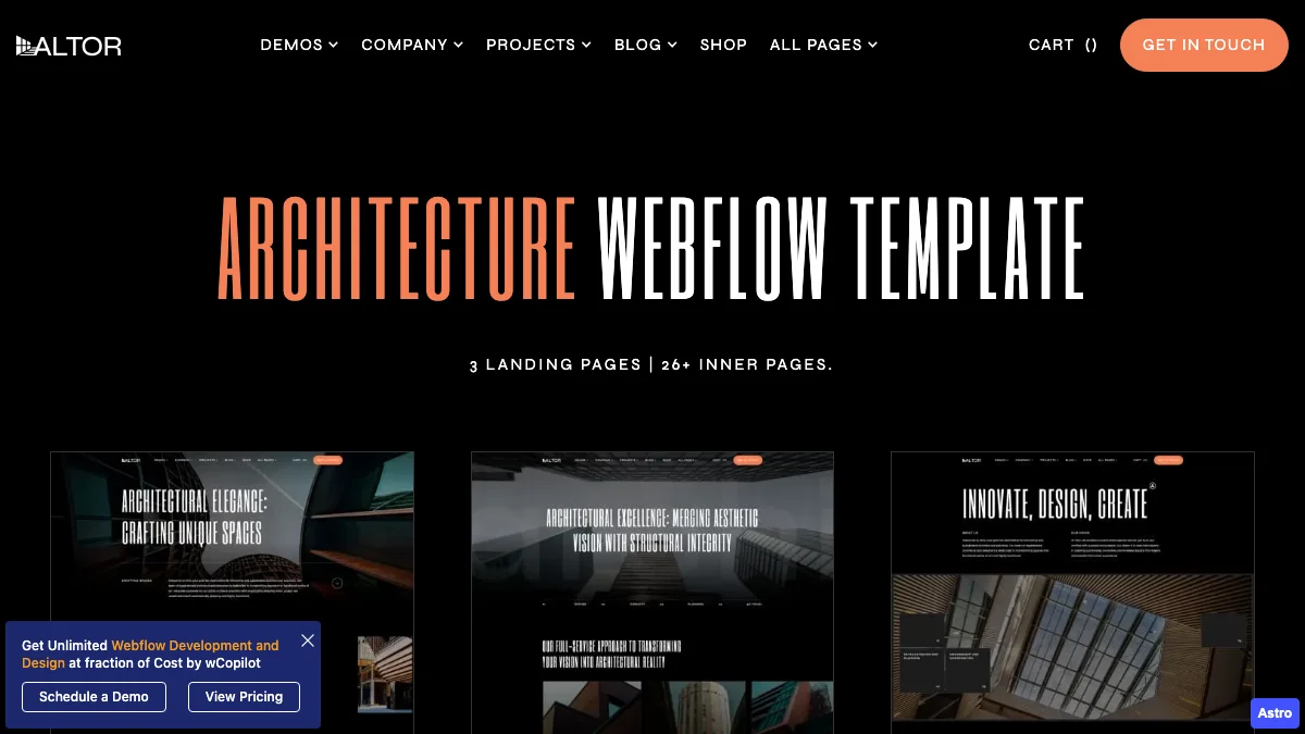 Screenshot of the Altor W theme homepage