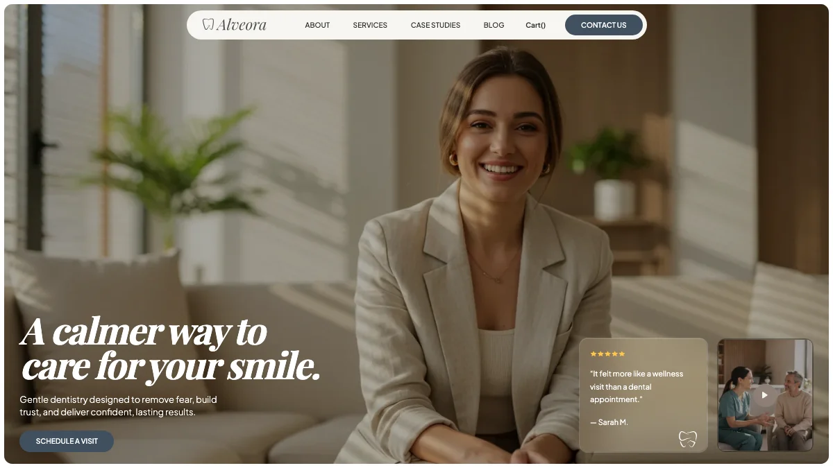 Screenshot of the Alveora theme homepage