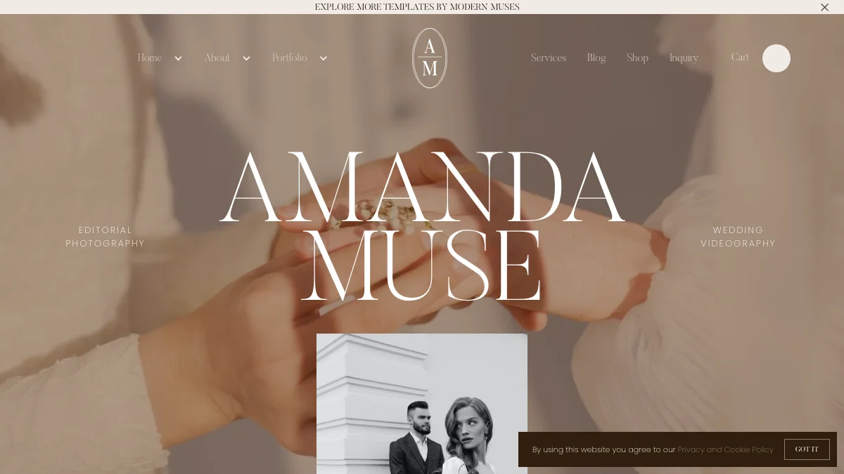 Screenshot of the Amanda Muse theme homepage