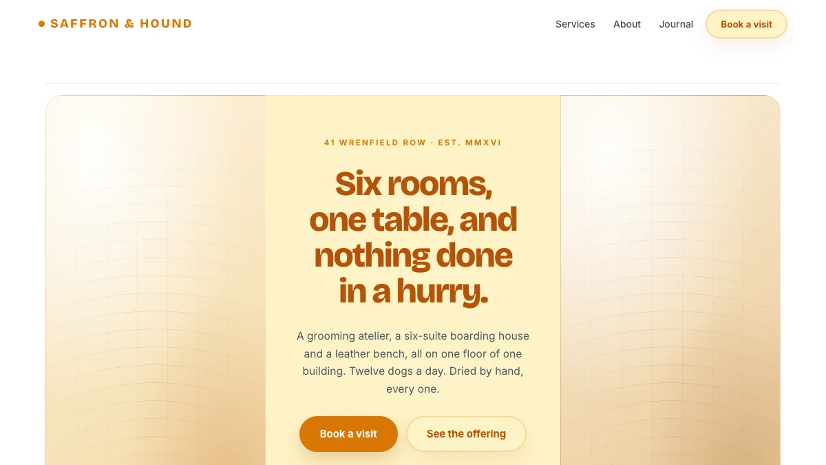 Screenshot of the Amberhaus Pet Atelier theme homepage