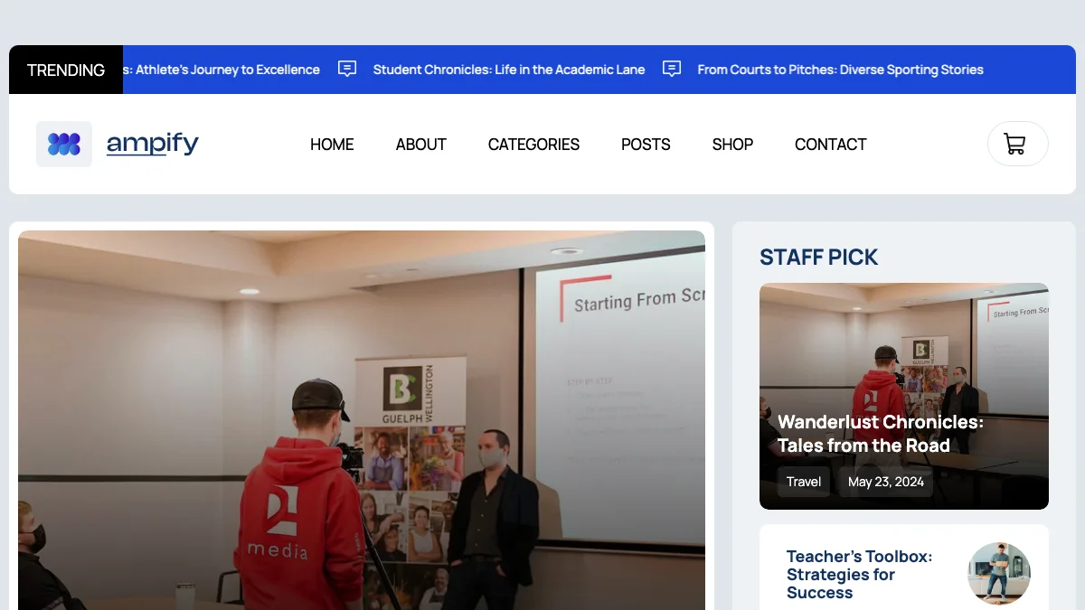 Screenshot of the Ampify theme homepage