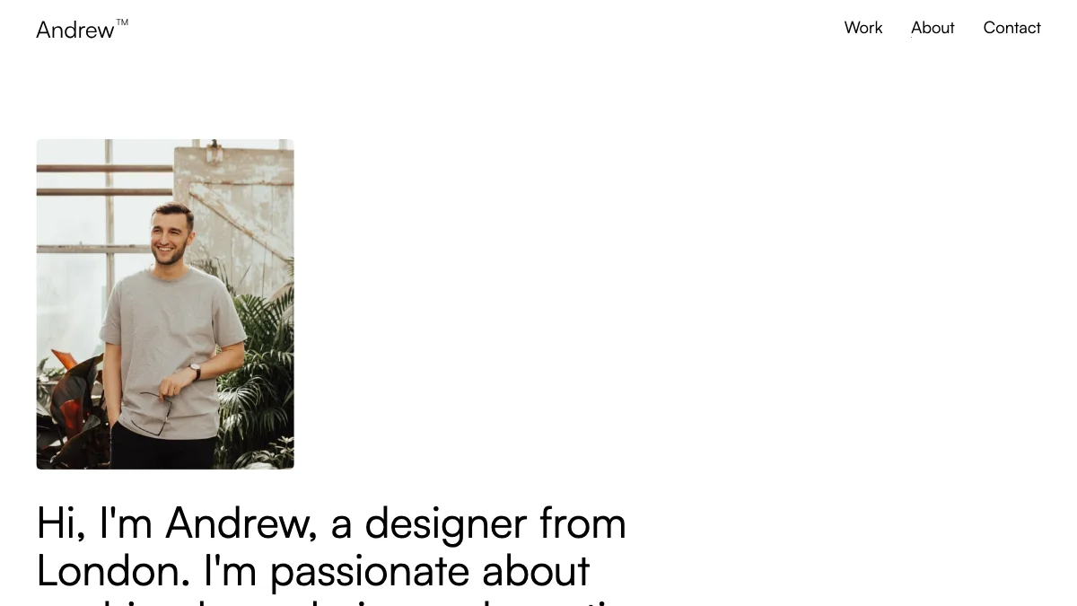 Screenshot of the Andrew theme homepage