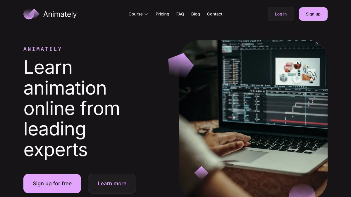 Screenshot of the Animately theme homepage