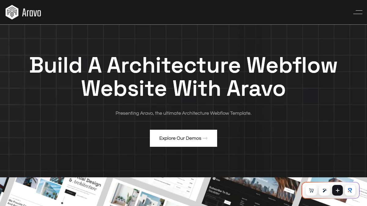 Screenshot of the Aravo theme homepage