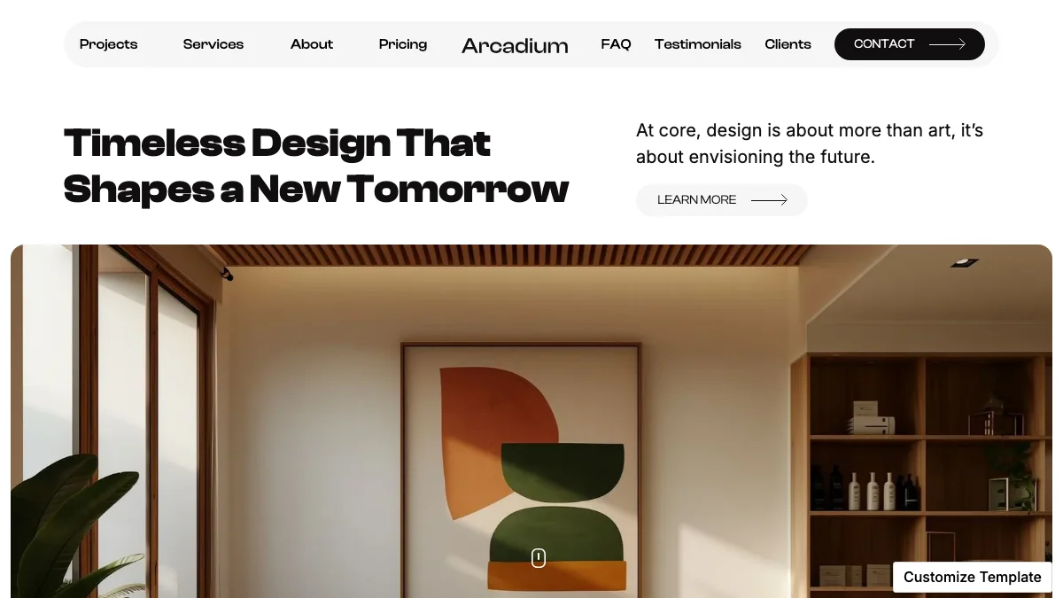 Screenshot of the Arcadium theme homepage