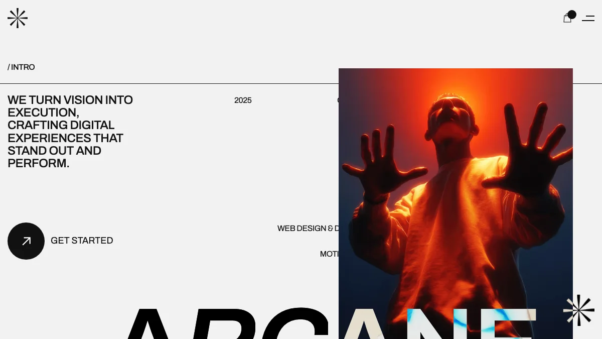 Screenshot of the Arcane theme homepage