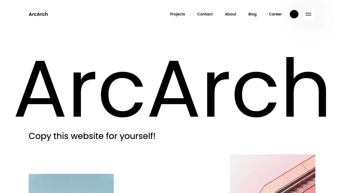 Screenshot of the ArcArch theme homepage