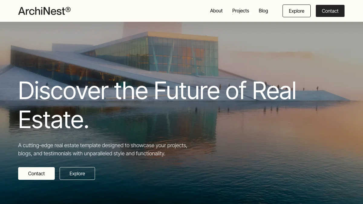 Screenshot of the ArchiNest theme homepage