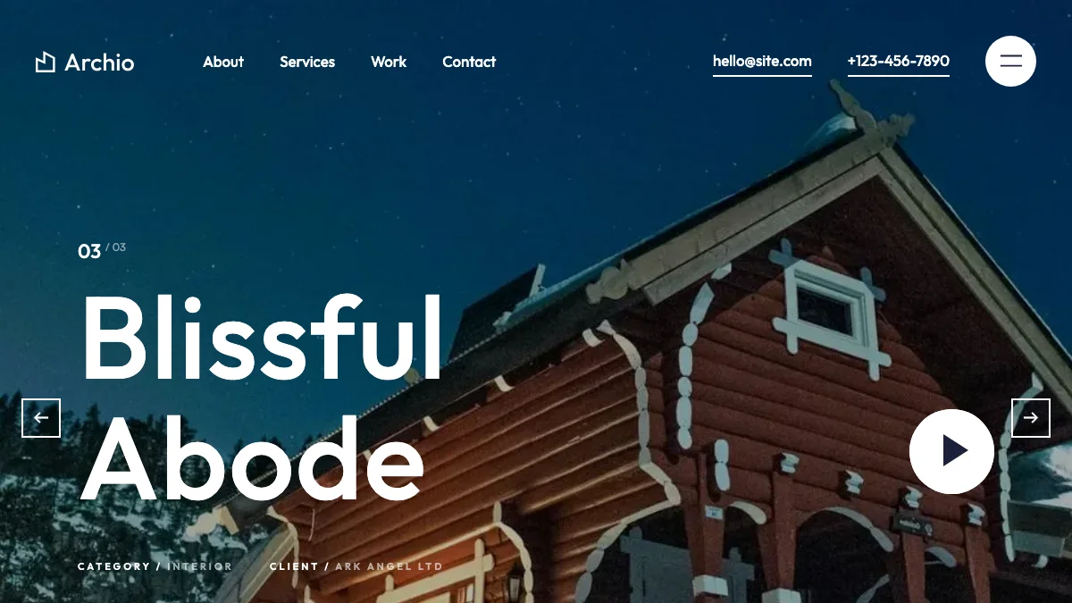 Screenshot of the Archio theme homepage