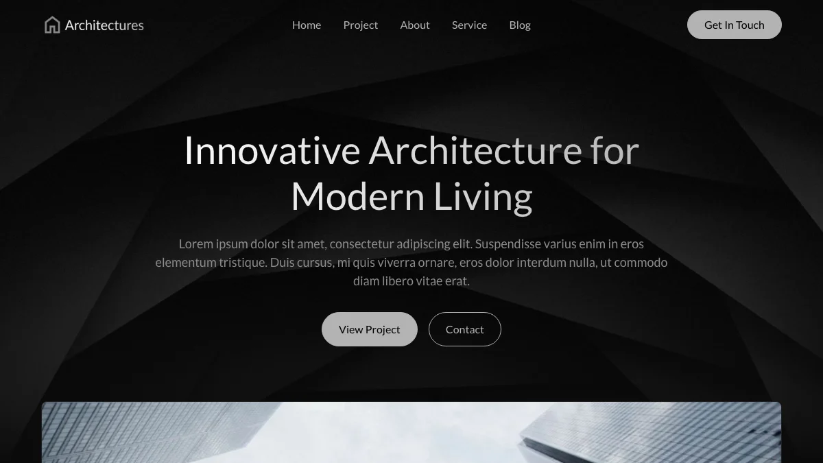 Screenshot of the Architectures theme homepage