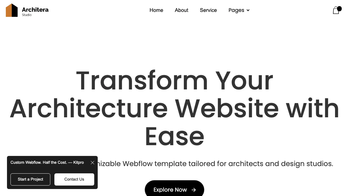 Screenshot of the Architera theme homepage