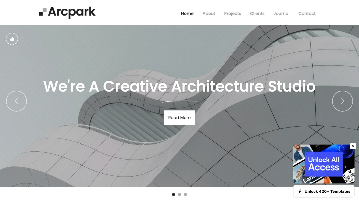 Screenshot of the Arcpark theme homepage