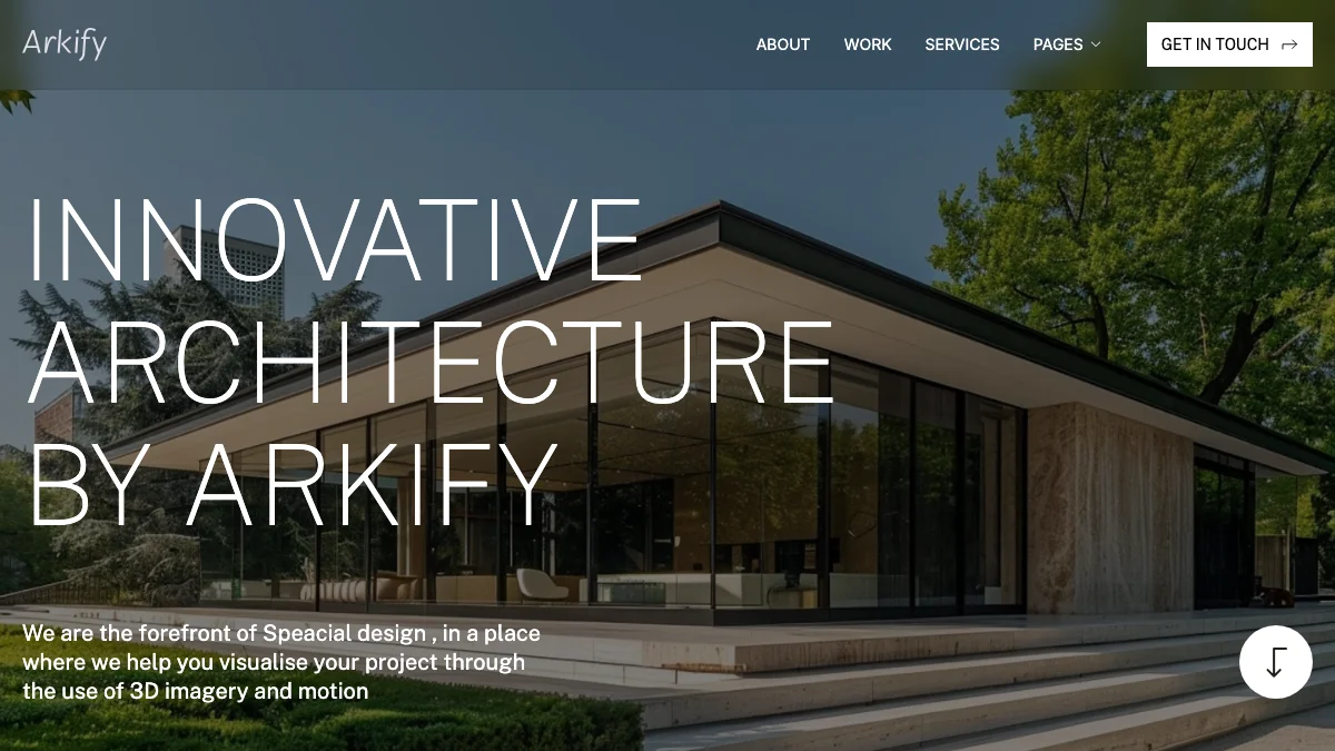 Screenshot of the Arkify theme homepage