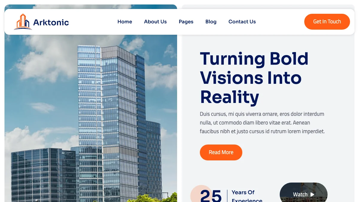 Screenshot of the Arktonic theme homepage