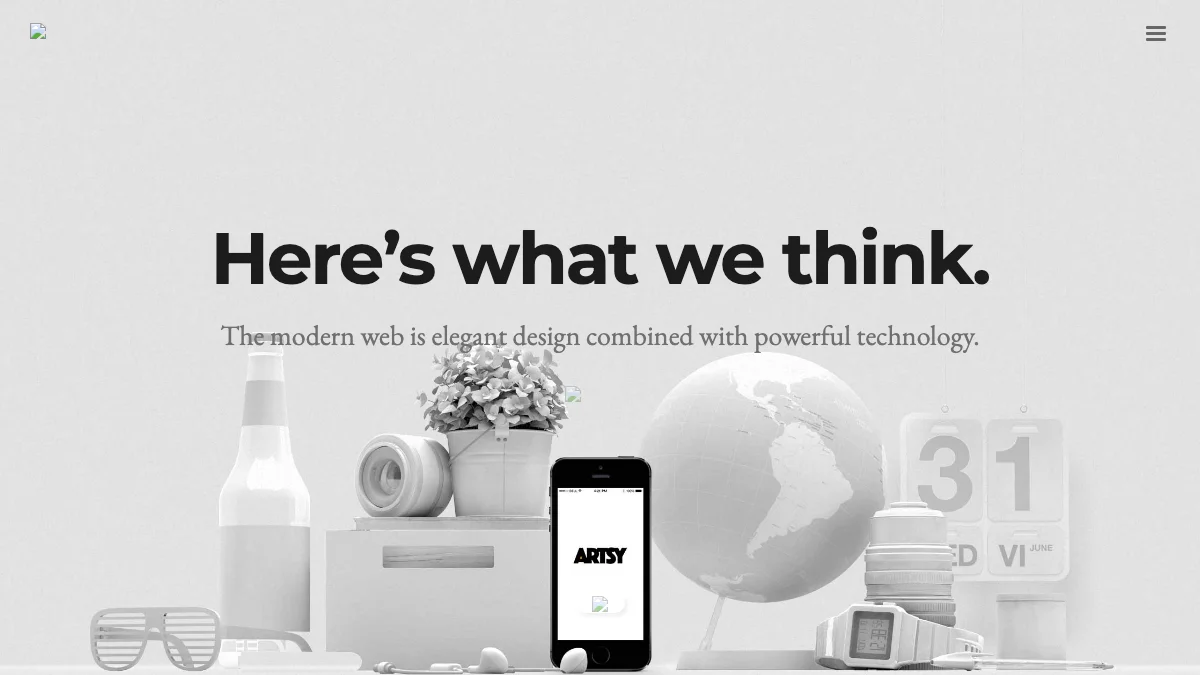 Screenshot of the Artsy theme homepage