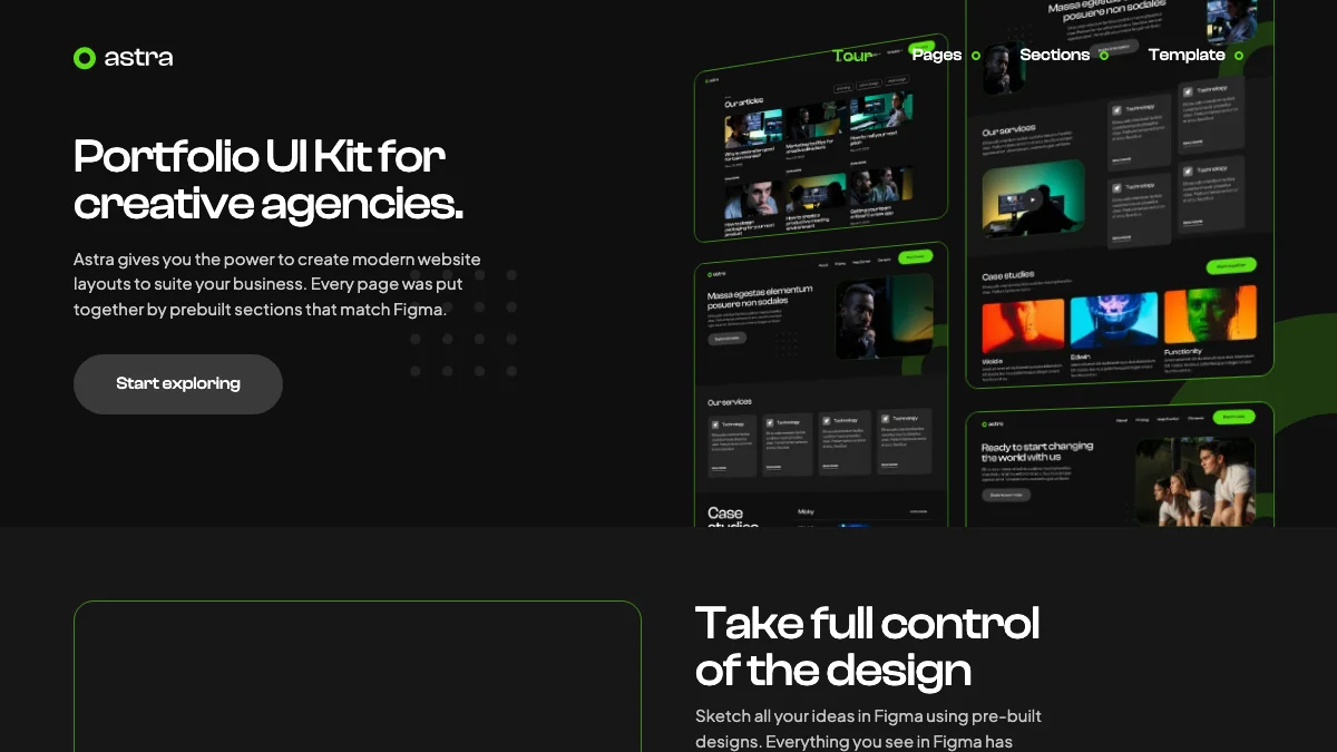 Screenshot of the Astra theme homepage