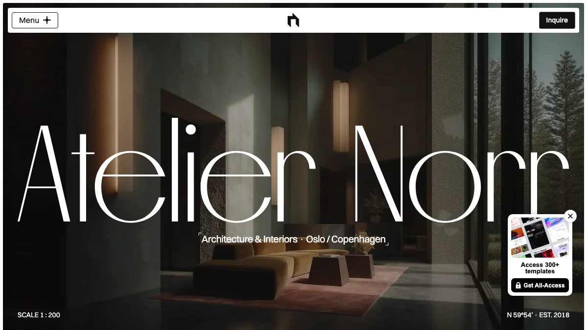 Screenshot of the Atelier Norr theme homepage