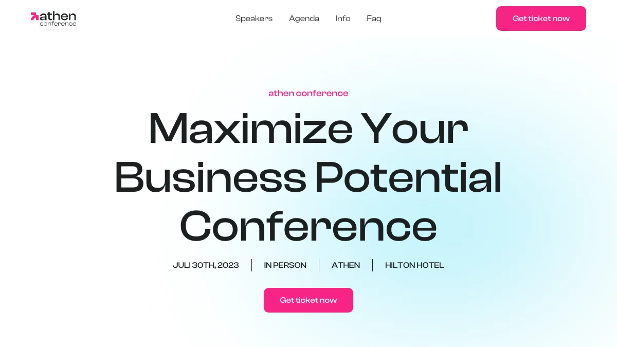 Screenshot of the Athen theme homepage