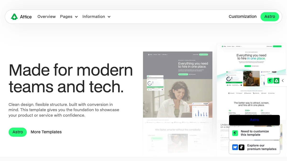 Screenshot of the Attice theme homepage