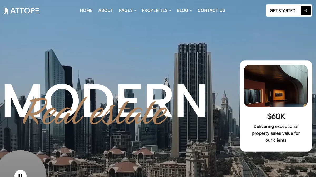 Screenshot of the Attope theme homepage