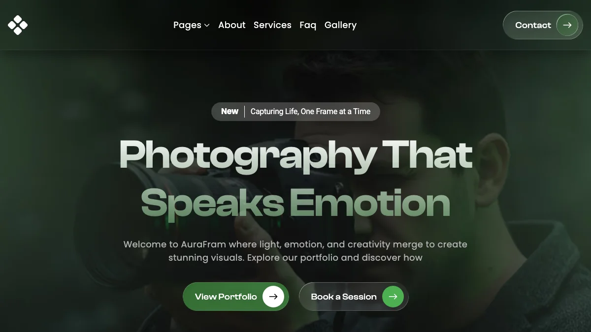 Screenshot of the Aura Fram theme homepage