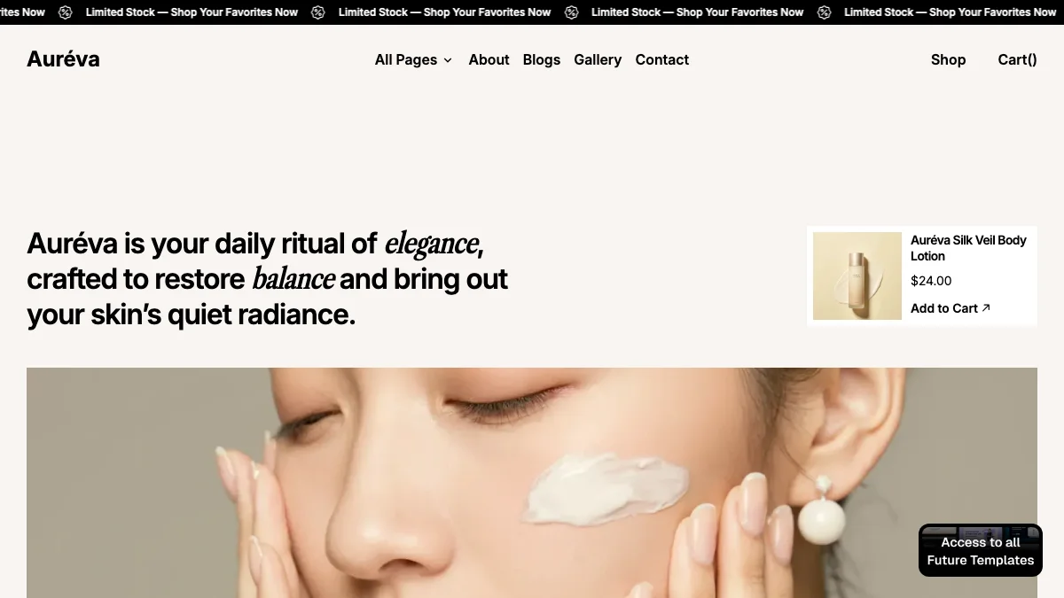 Screenshot of the Aureva theme homepage