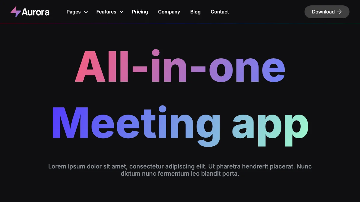 Screenshot of the Aurora theme homepage