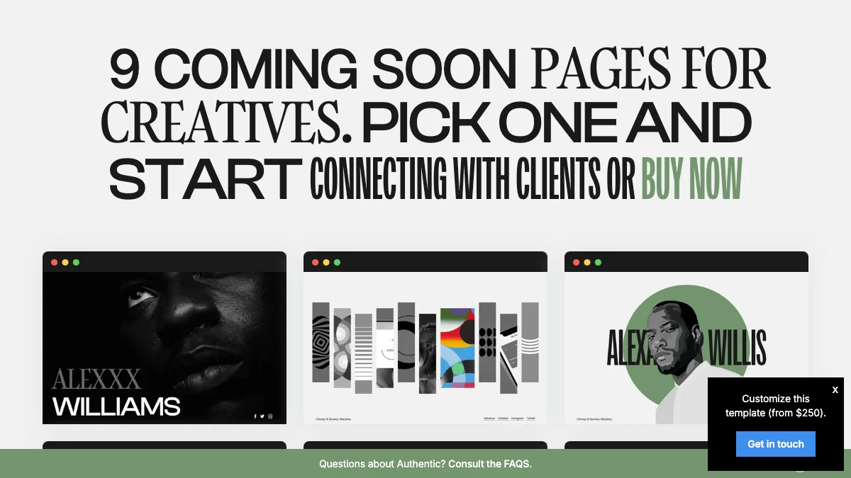 Screenshot of the Authentic theme homepage